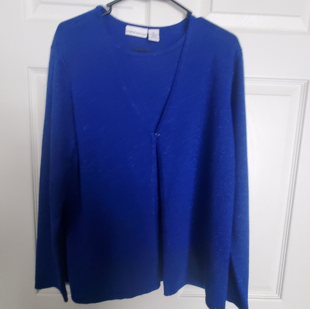 Croft & Barrow XL 2 IN 1 SWEATER TOP. BLUE SPARKLE   CHRISTMAS NEW YEARS EVE.